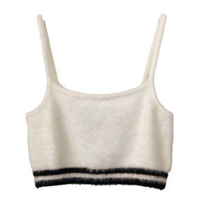 PrettyLittleThing | NEW Cream Eyelash Bralette Sweater Crop Tank Top Small